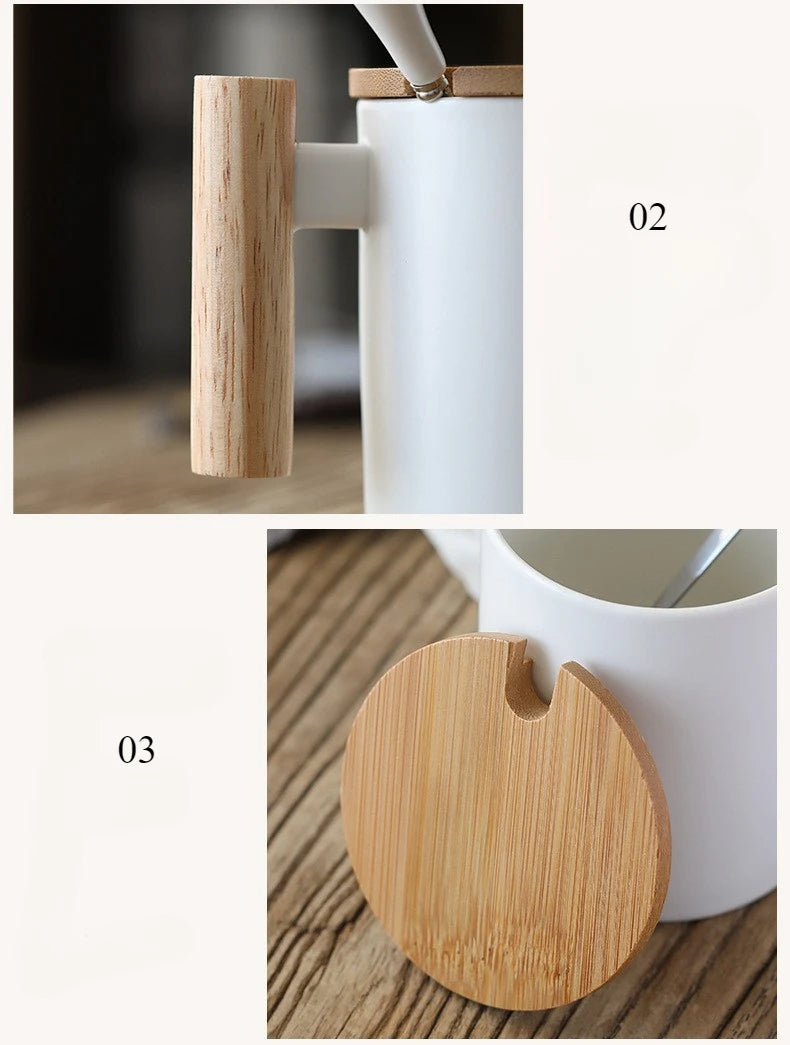 Ceramic Mug with Wooden Handle