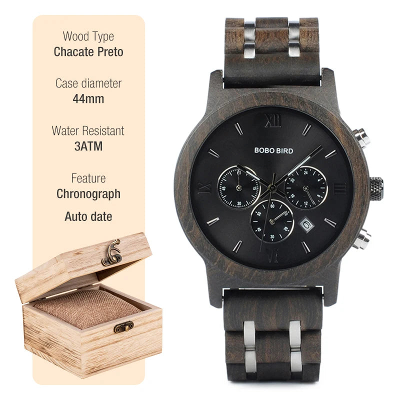 Men’s Wooden Chronograph Watch