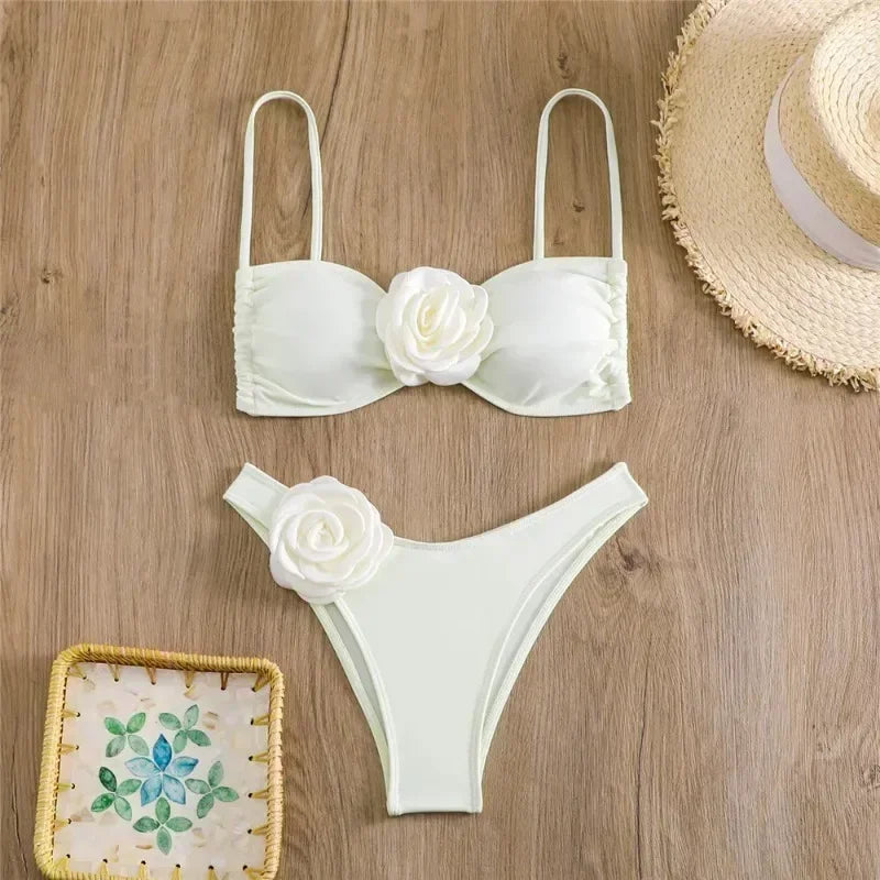 Bianca Flower Bandeau Bikini Set