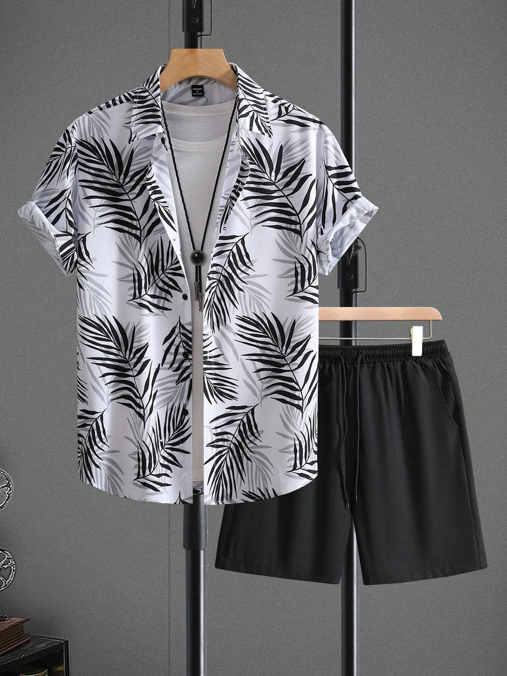 Two-Piece Set – Printed Shirt & Drawstring Shorts