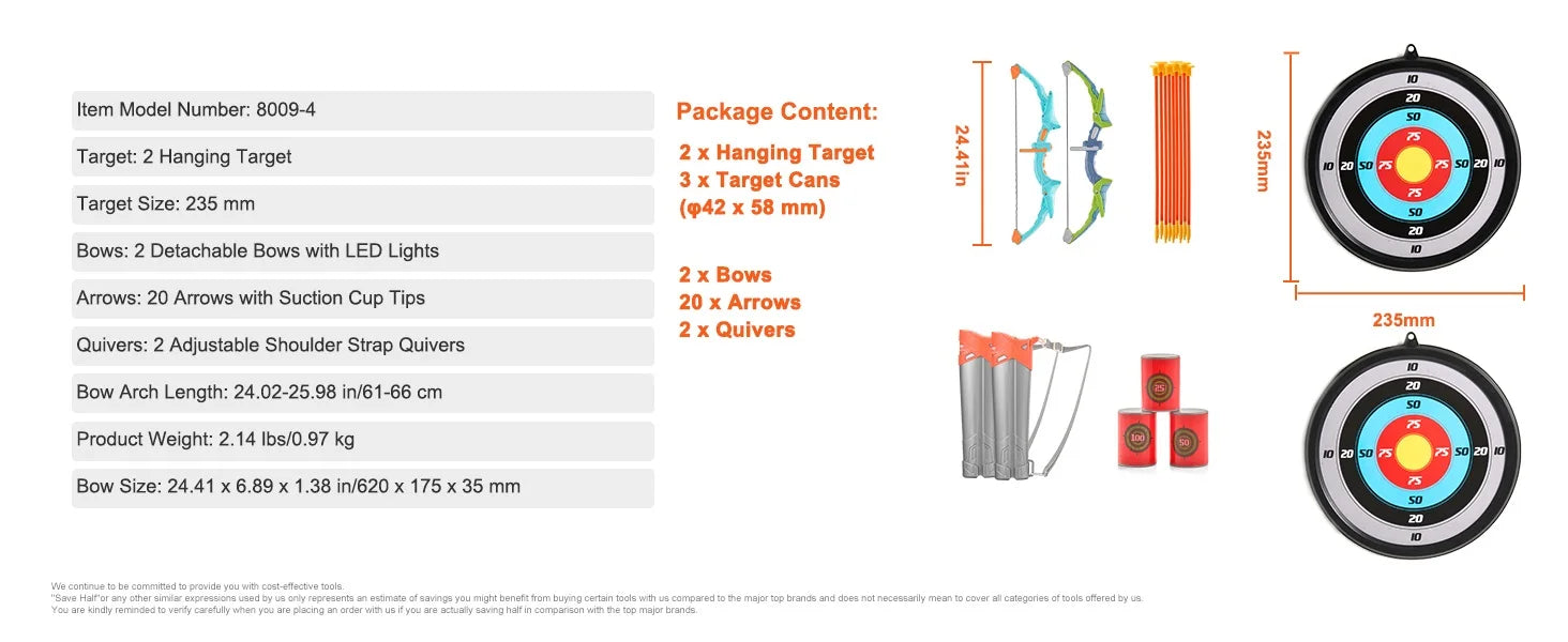 Kids Bow and Arrow Set with LED Lights