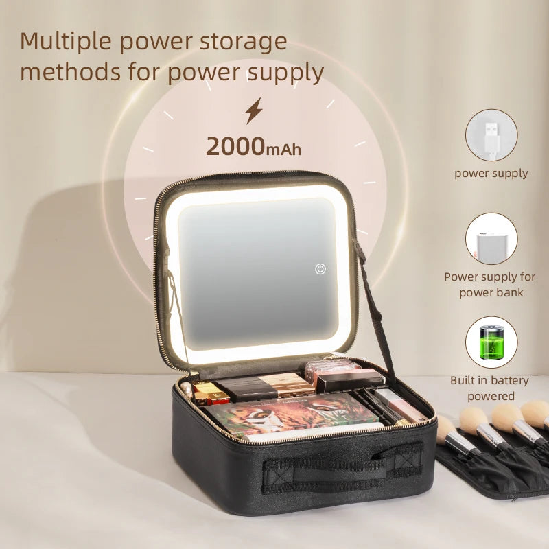Makeup Travel Train Case with LED Mirror