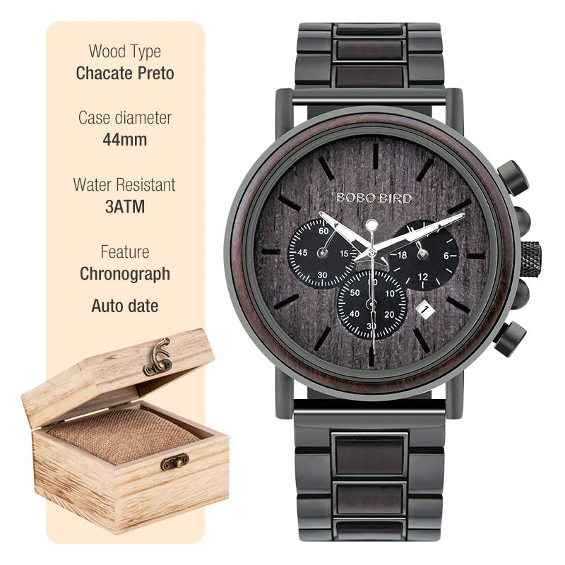 Men’s Wooden Chronograph Watch