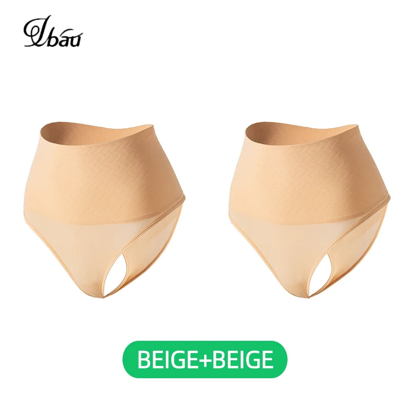 UBAU 2025 High‑Waist Seamless Thong Shapewear