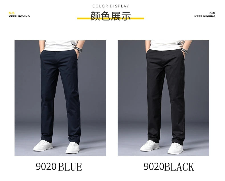 Stretch Cotton Straight Trousers