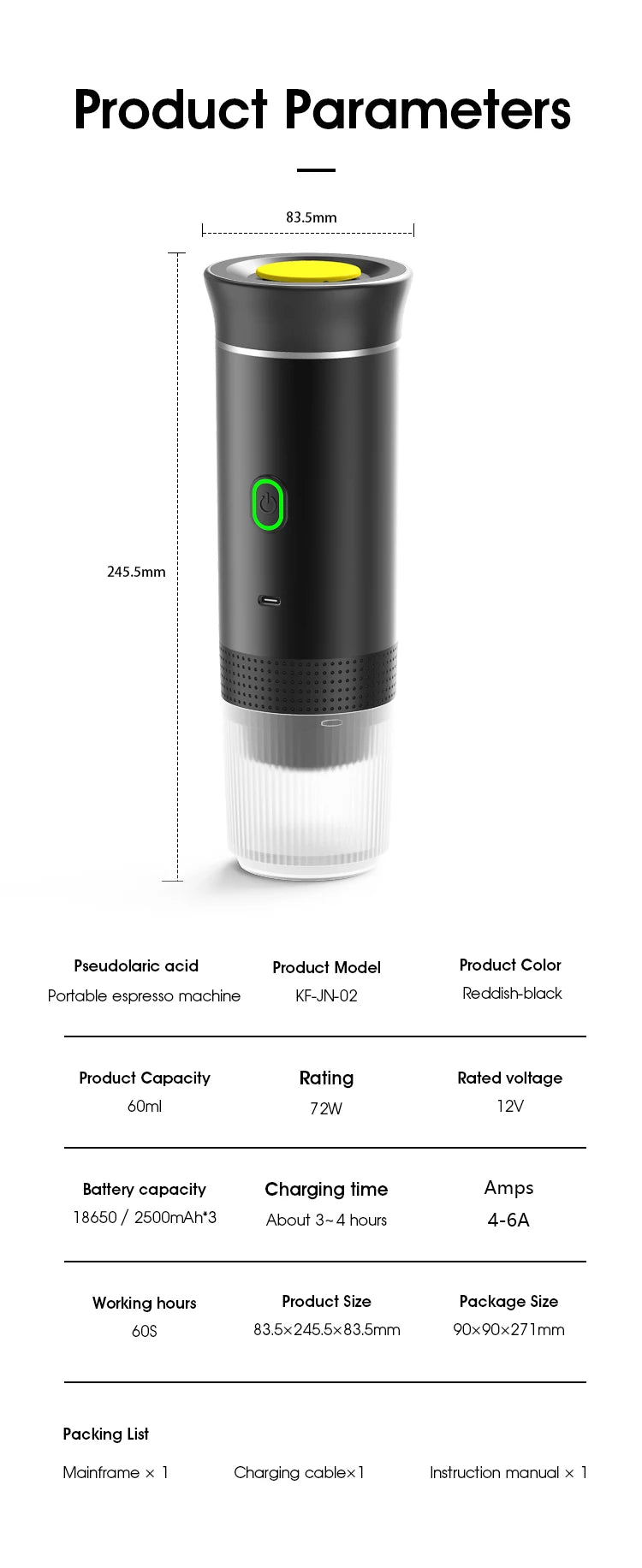 Electric Portable Espresso Coffee Maker