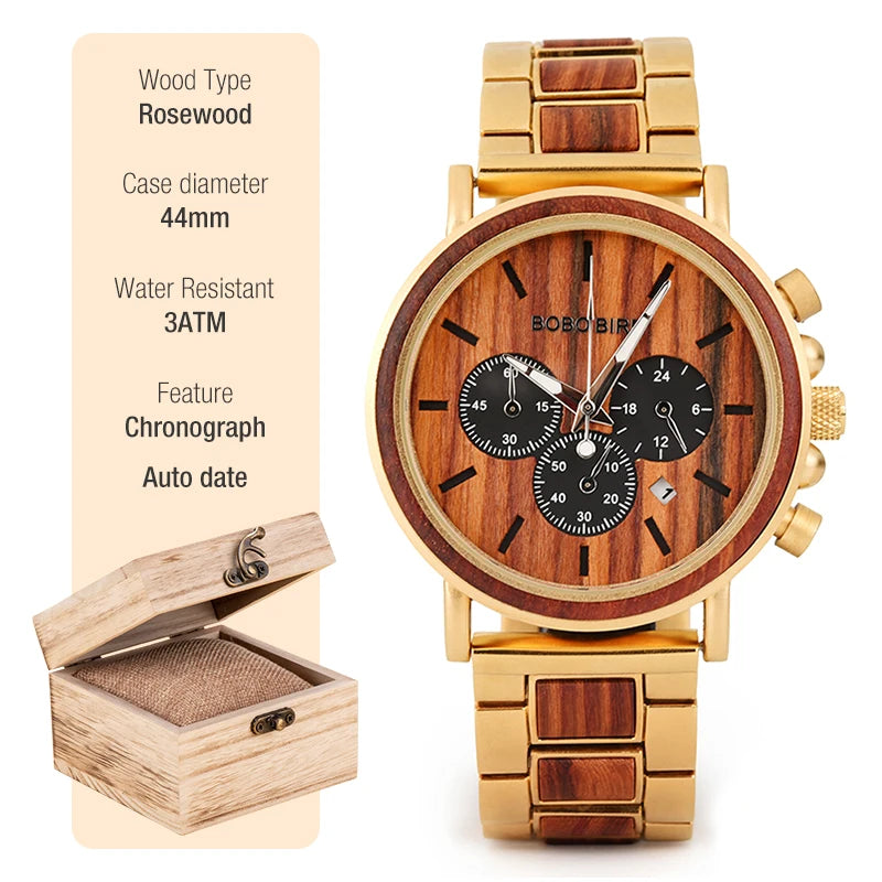 Men’s Wooden Chronograph Watch