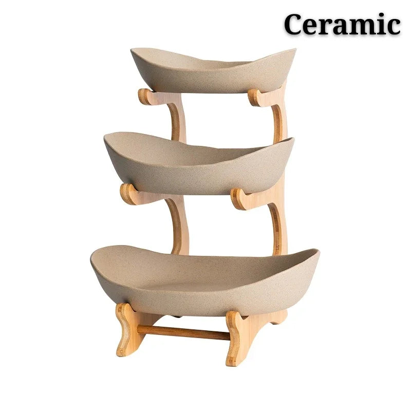 Ceramic Three-Layer Fruit & Snack Plate