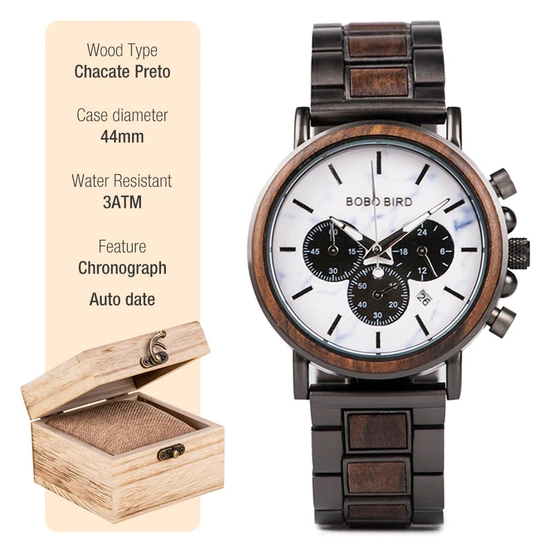 Men’s Wooden Chronograph Watch