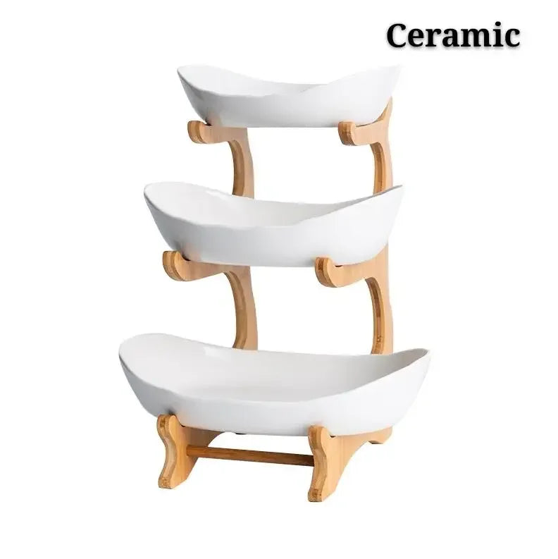 Ceramic Three-Layer Fruit & Snack Plate