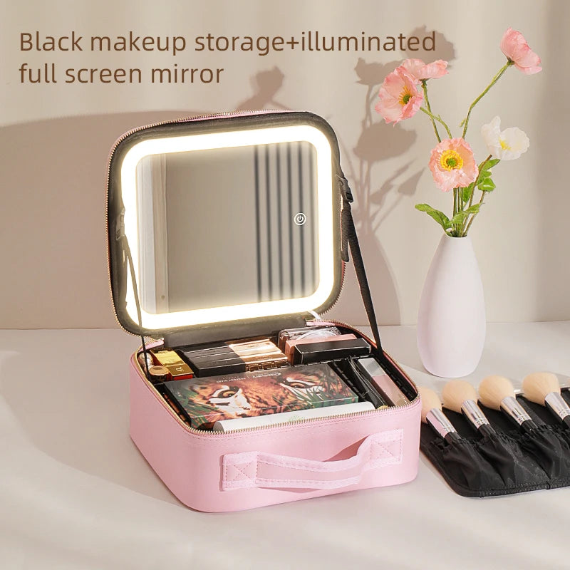 Makeup Travel Train Case with LED Mirror