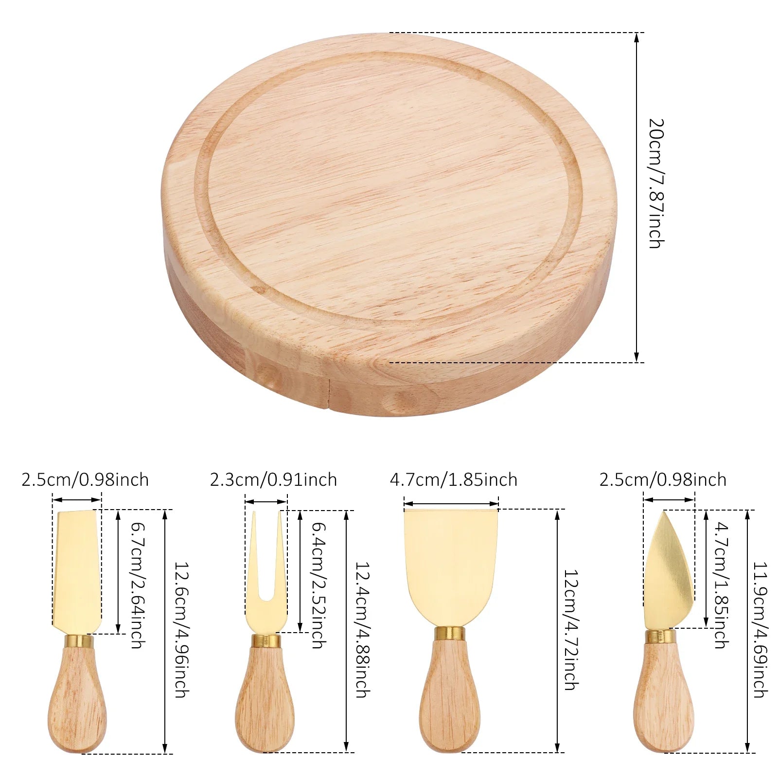 Round Wood Cheese Board Set
