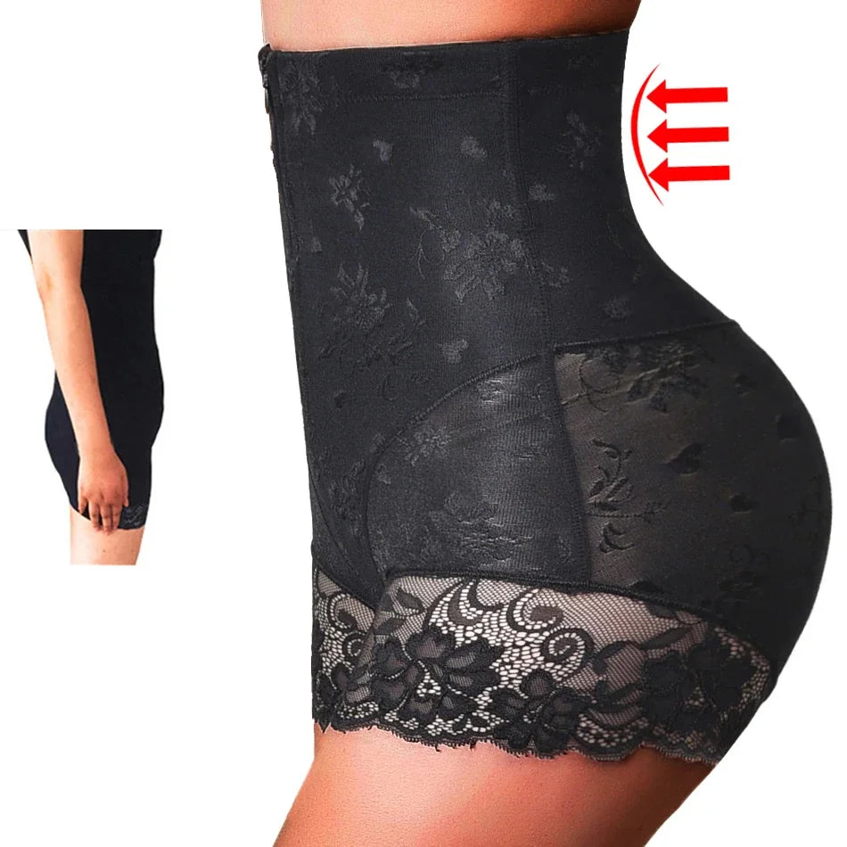 High‑Waist Zipper Trainer Shaper Shorts