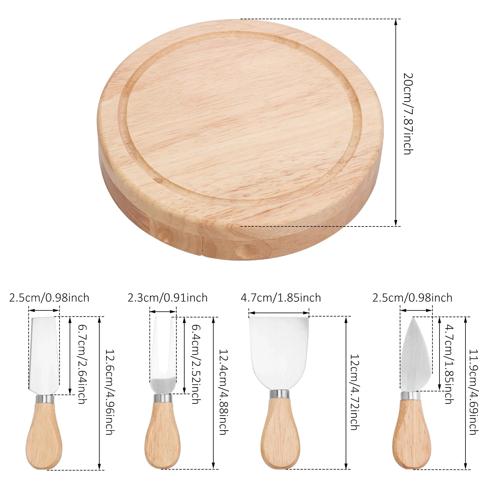 Round Wood Cheese Board Set