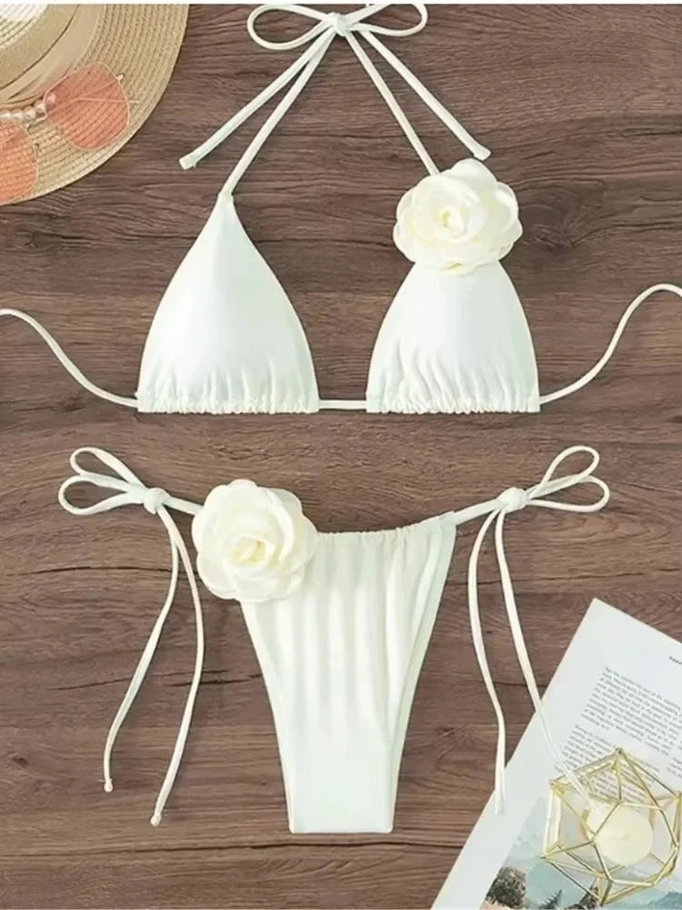 Bianca Flower Bandeau Bikini Set