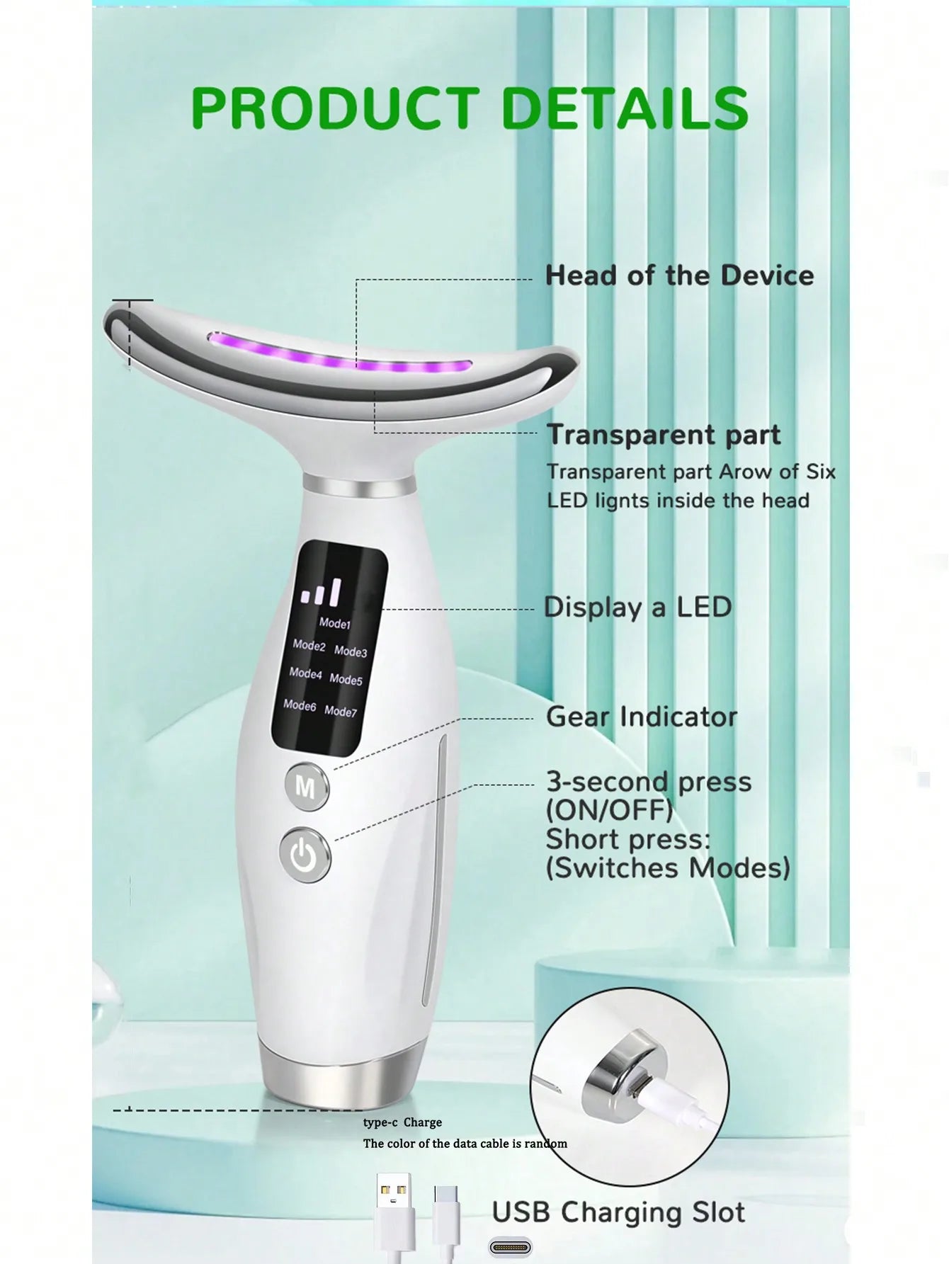 AXH 7‑Mode LED Face & Neck Beauty Instrument
