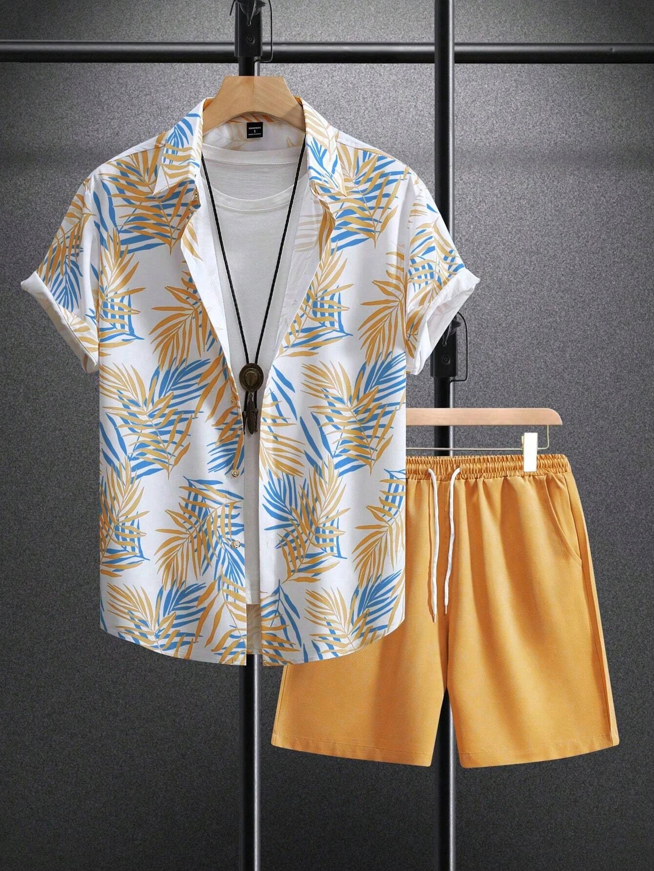Two-Piece Set – Printed Shirt & Drawstring Shorts