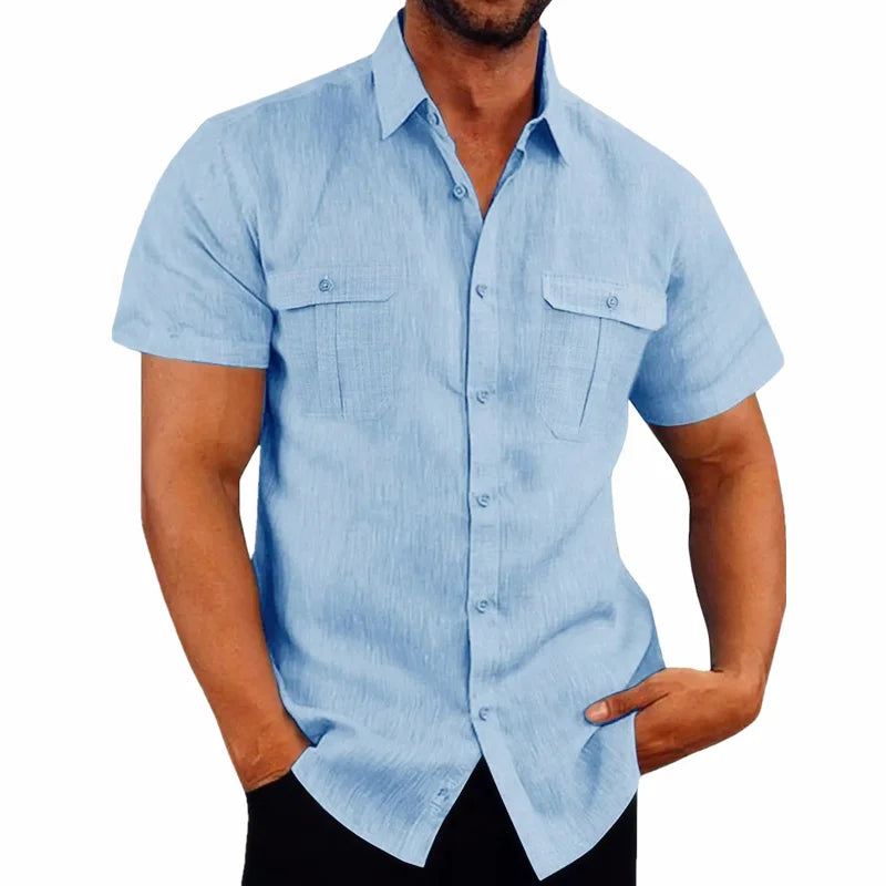 Men’s Cotton Linen Short Sleeve Shirt