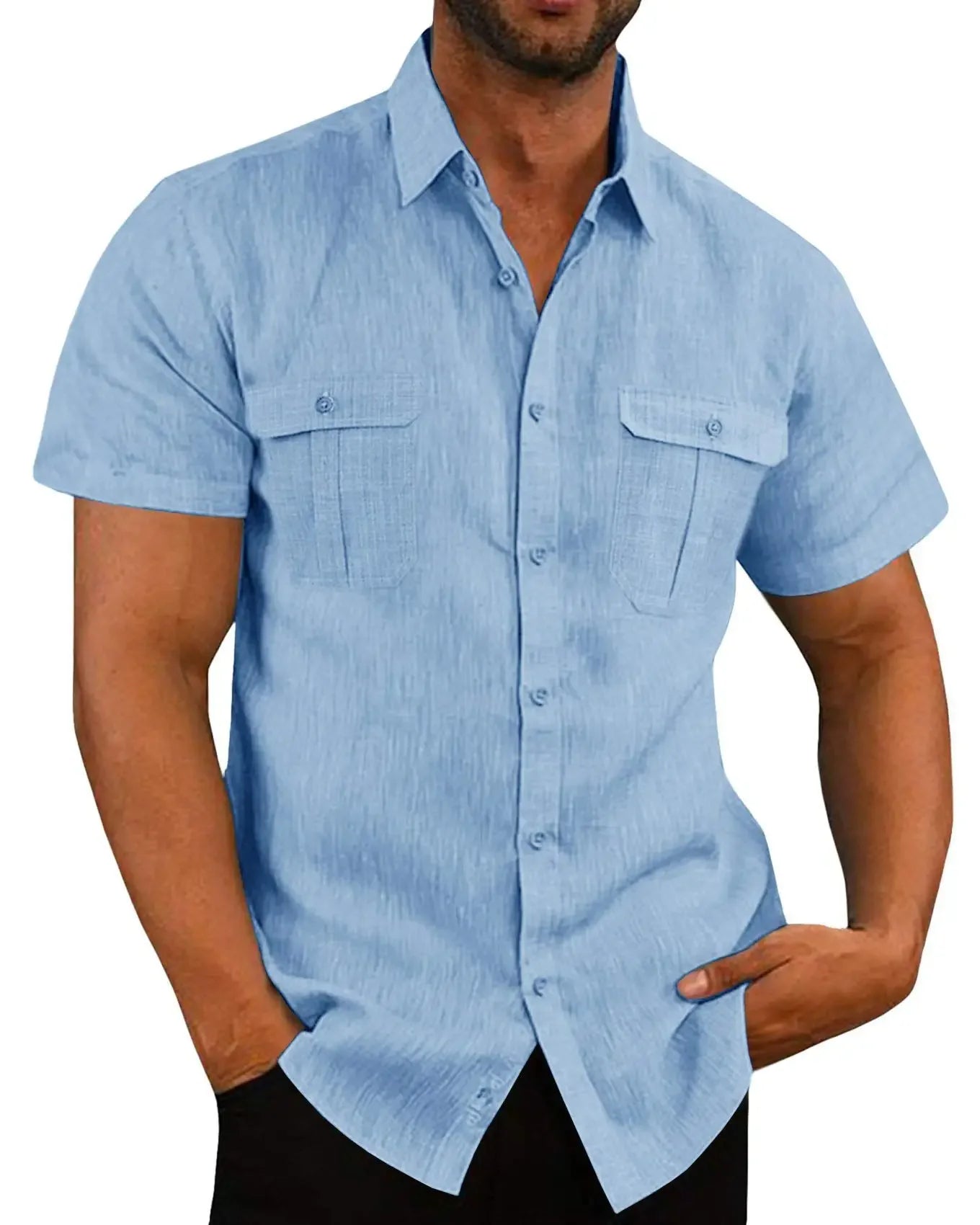 Men’s Cotton Linen Short Sleeve Shirt