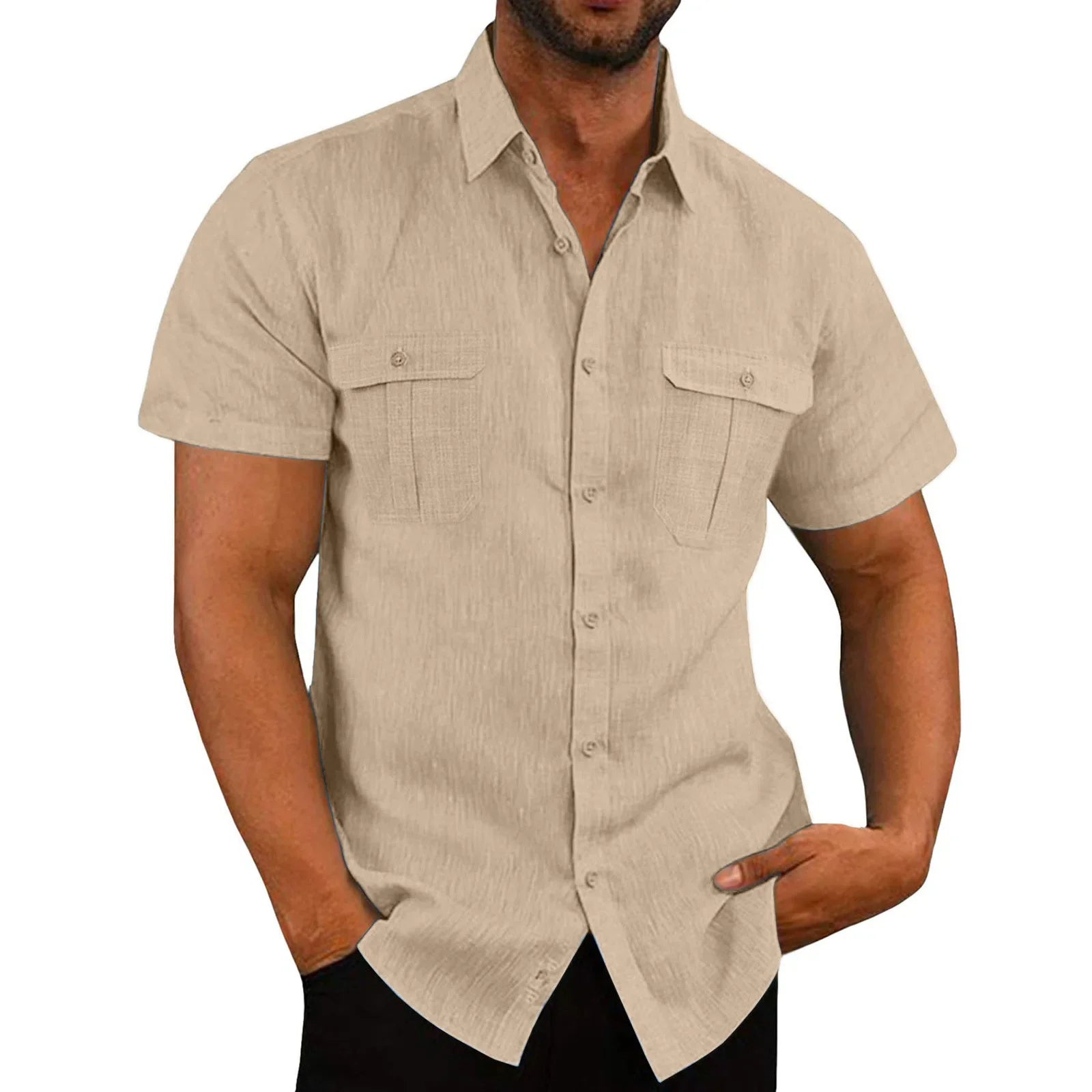 Men’s Cotton Linen Short Sleeve Shirt