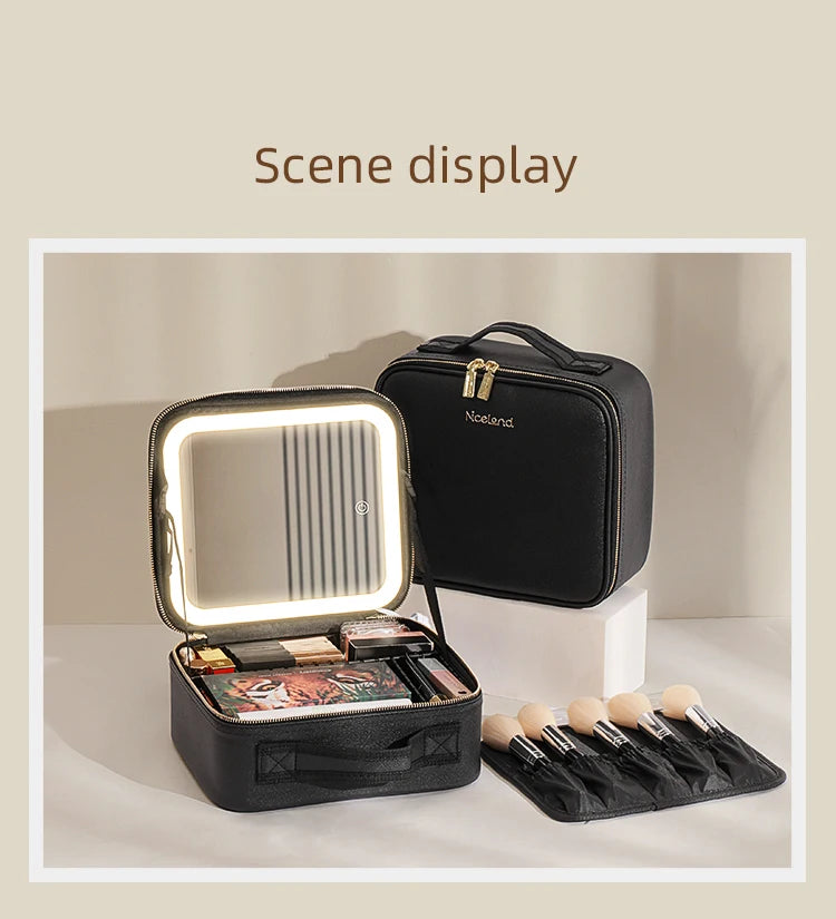 Makeup Travel Train Case with LED Mirror