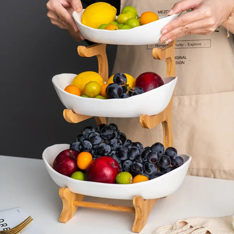 Ceramic Three-Layer Fruit & Snack Plate