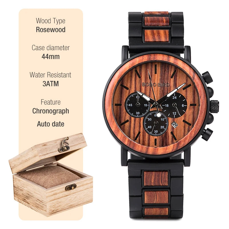 Men’s Wooden Chronograph Watch