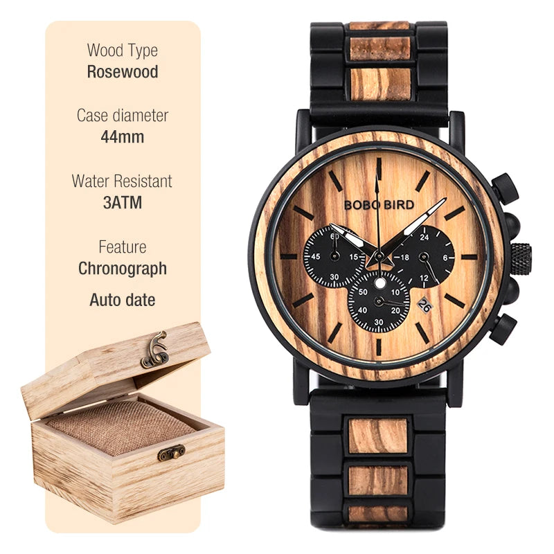 Men’s Wooden Chronograph Watch