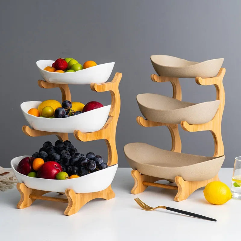 Ceramic Three-Layer Fruit & Snack Plate