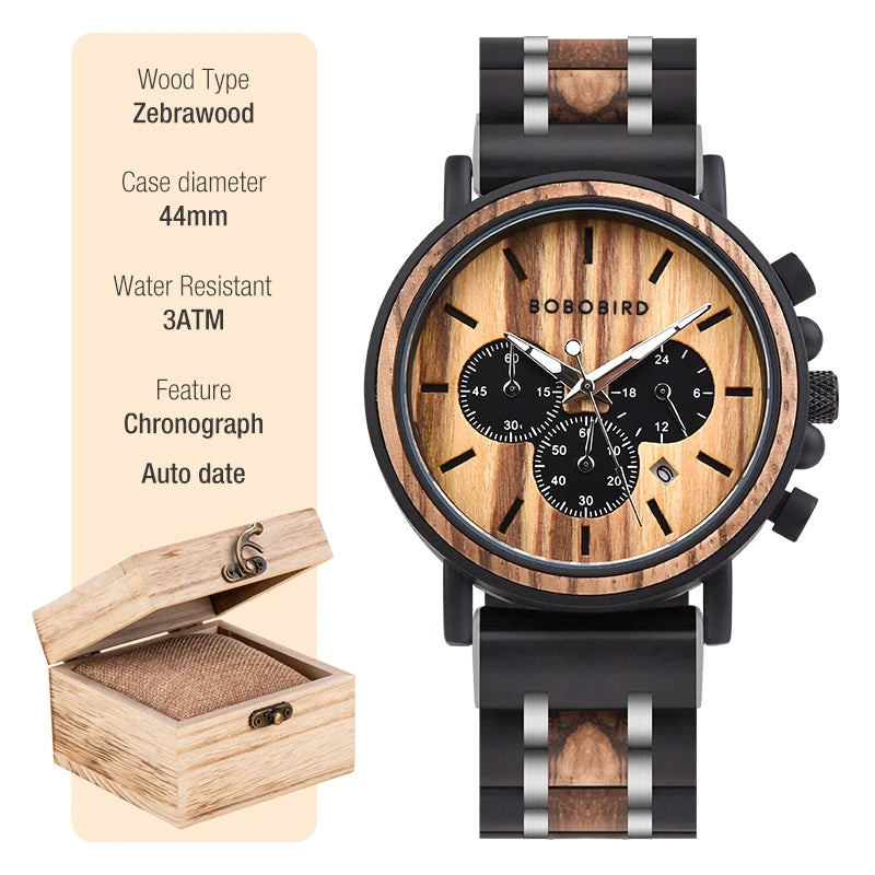 Men’s Wooden Chronograph Watch