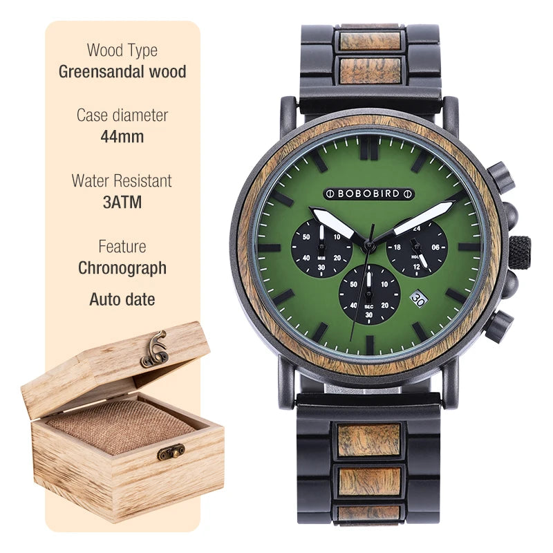 Men’s Wooden Chronograph Watch