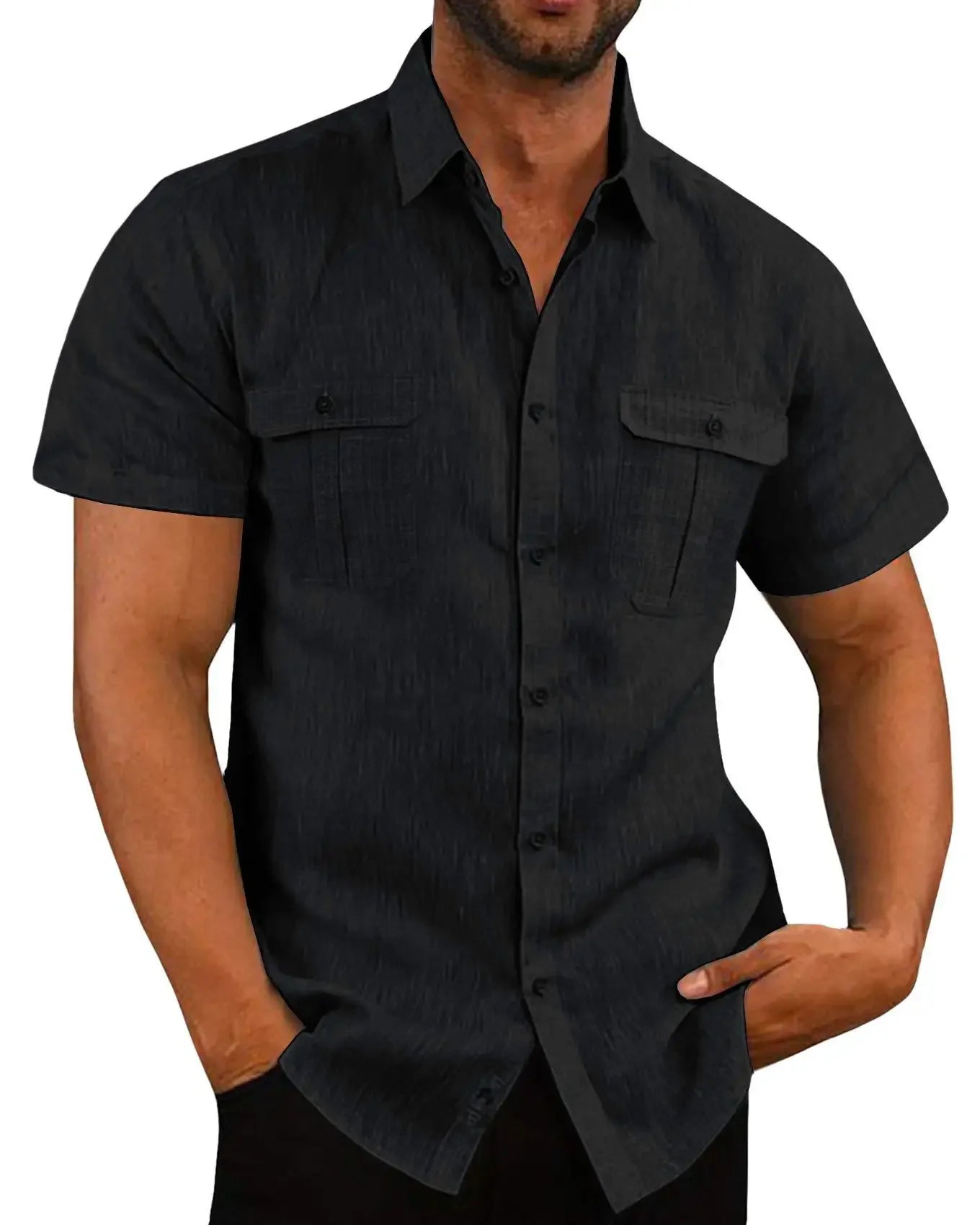 Men’s Cotton Linen Short Sleeve Shirt