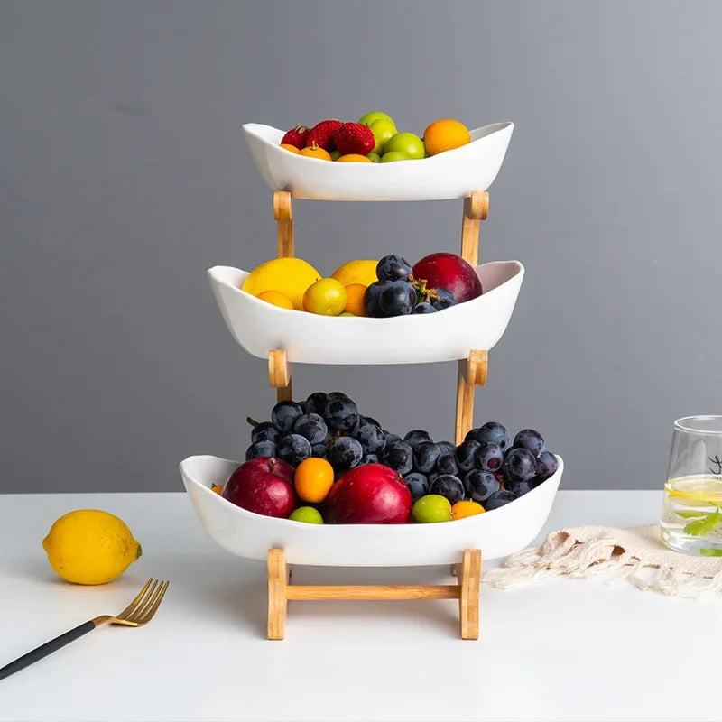 Ceramic Three-Layer Fruit & Snack Plate