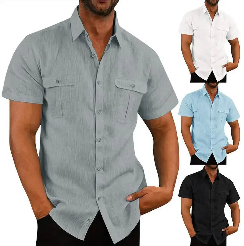 Men’s Cotton Linen Short Sleeve Shirt