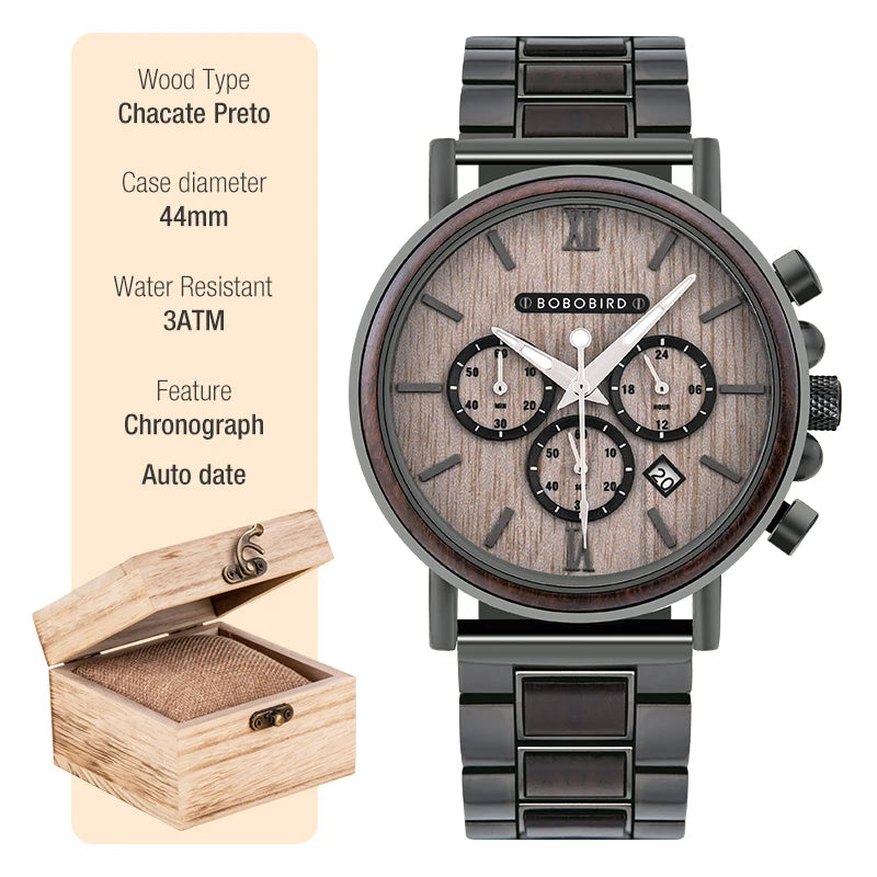 Men’s Wooden Chronograph Watch