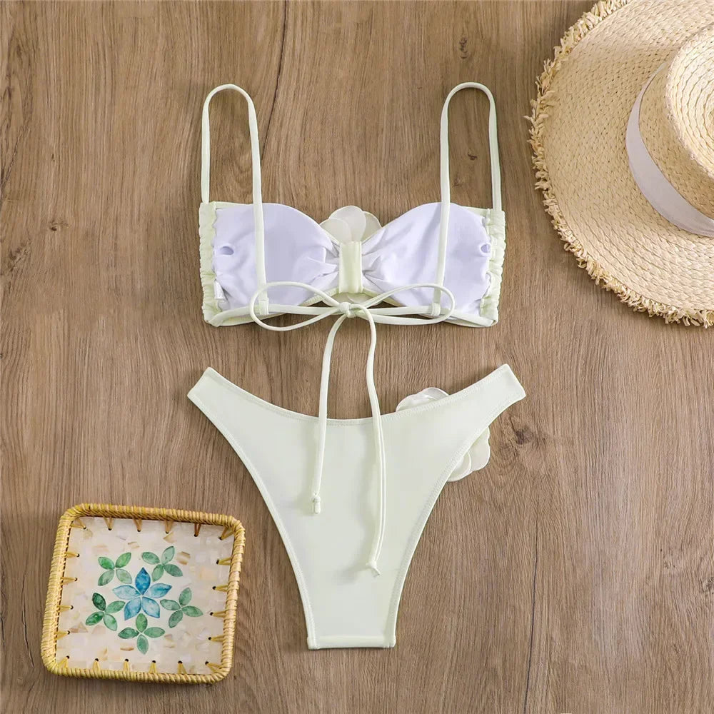 Bianca Flower Bandeau Bikini Set