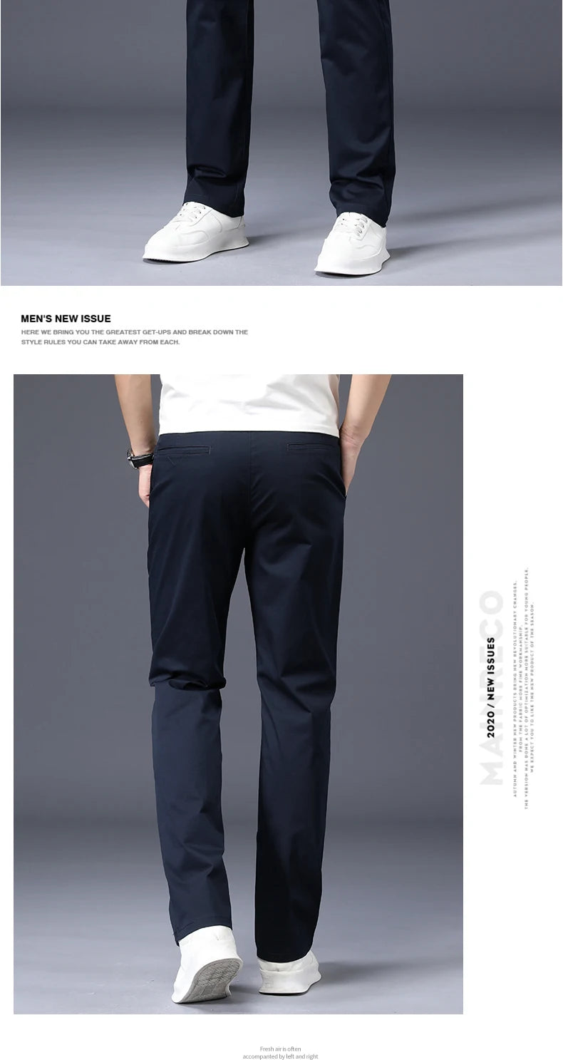 Stretch Cotton Straight Trousers