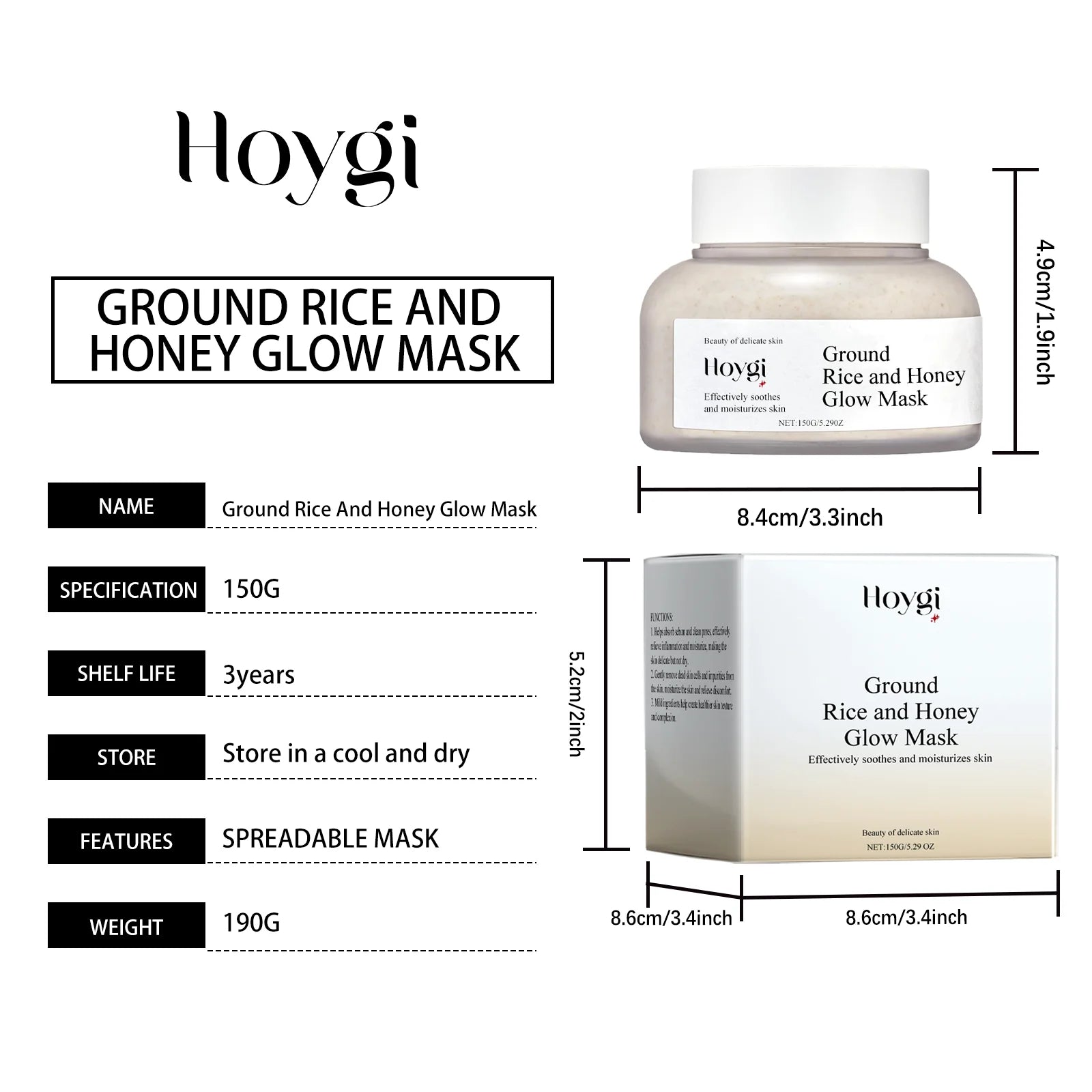 Hoygi Rice & Honey Sleeping Face Mask 150g