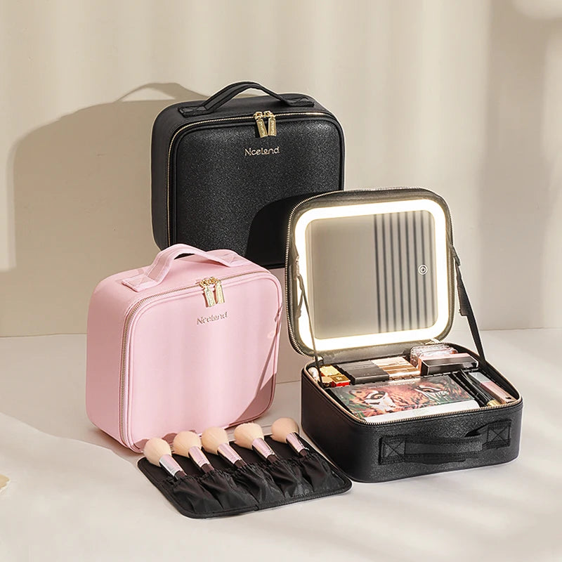Makeup Travel Train Case with LED Mirror
