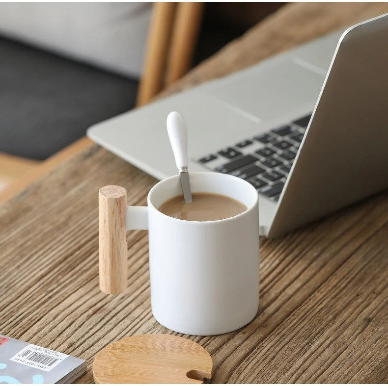 Ceramic Mug with Wooden Handle