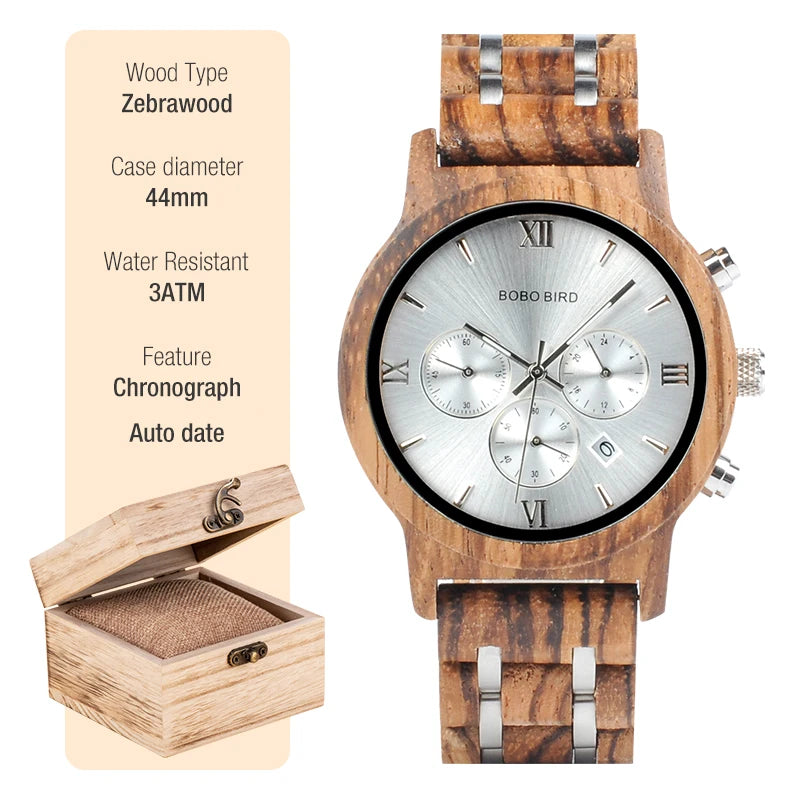 Men’s Wooden Chronograph Watch