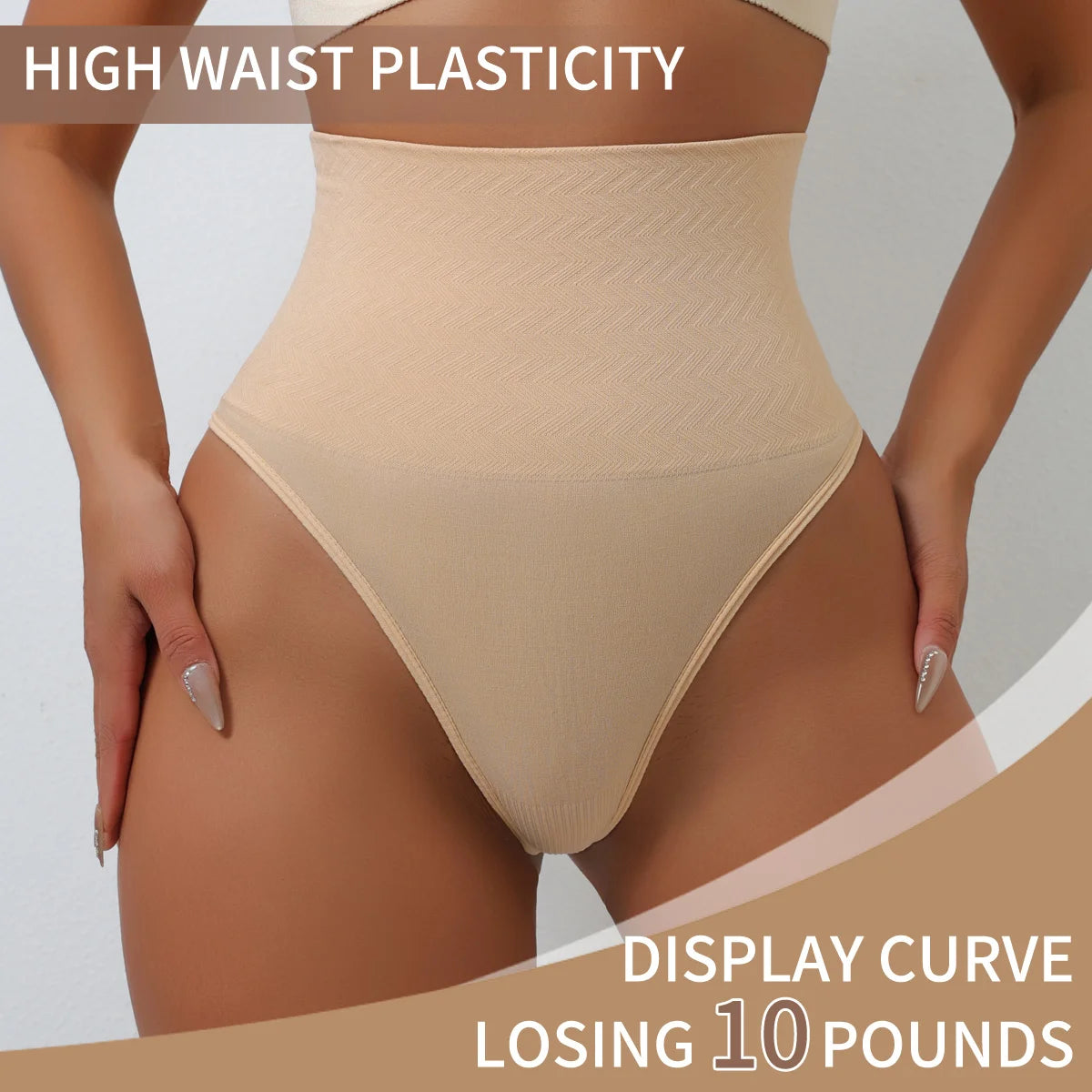 UBAU 2025 High‑Waist Seamless Thong Shapewear
