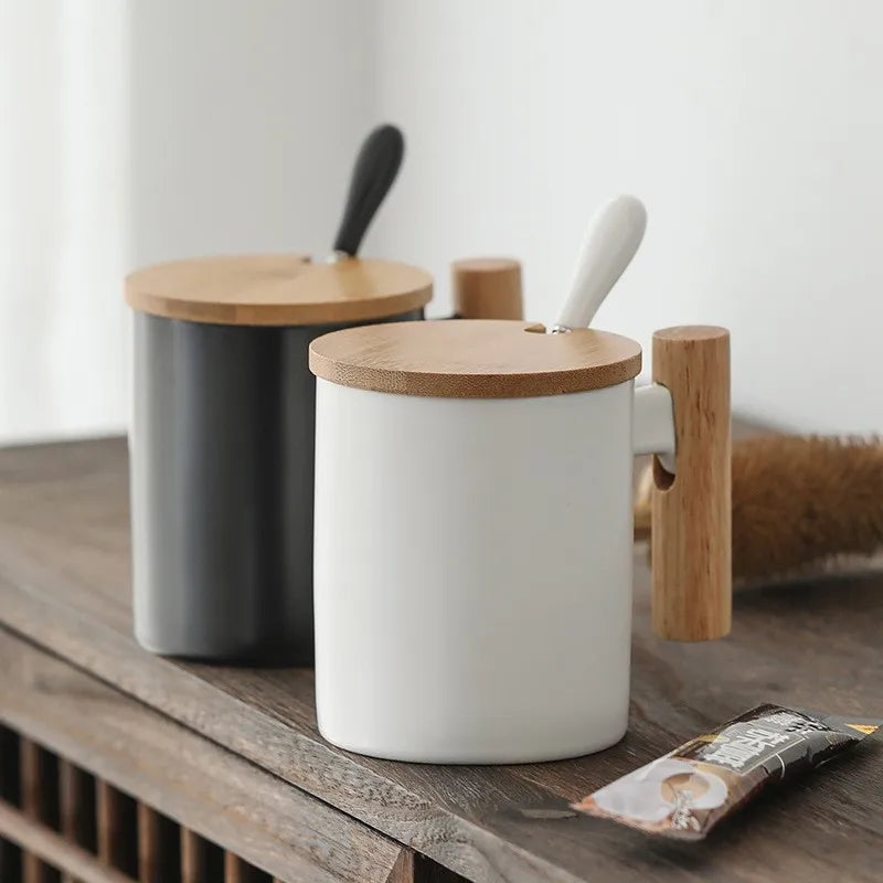 Ceramic Mug with Wooden Handle