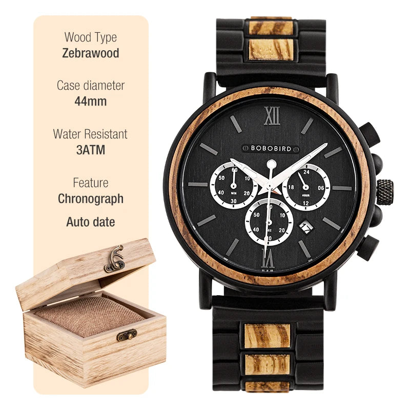 Men’s Wooden Chronograph Watch
