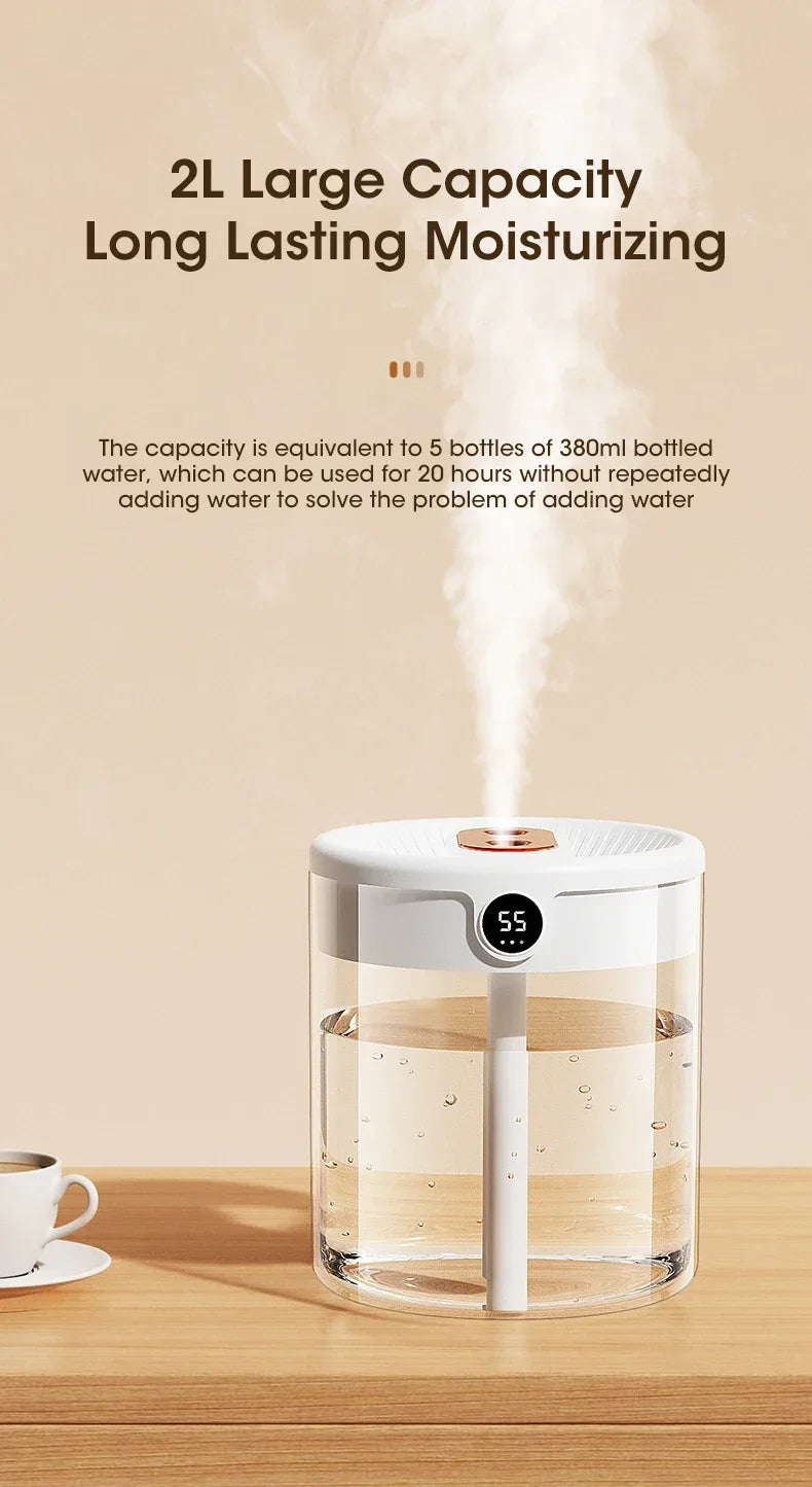 Dual Nozzle Humidifier with Night Light – 2L