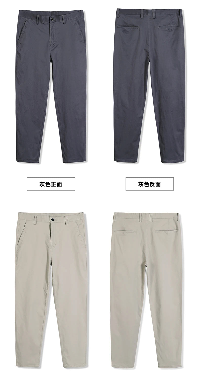 Stretch Cotton Straight Trousers