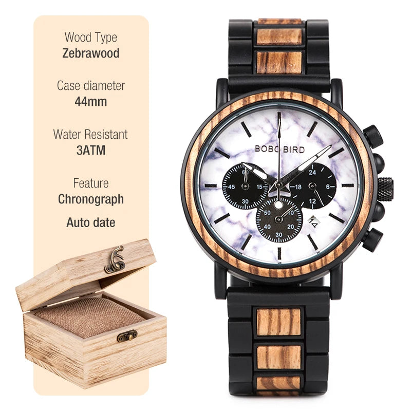 Men’s Wooden Chronograph Watch