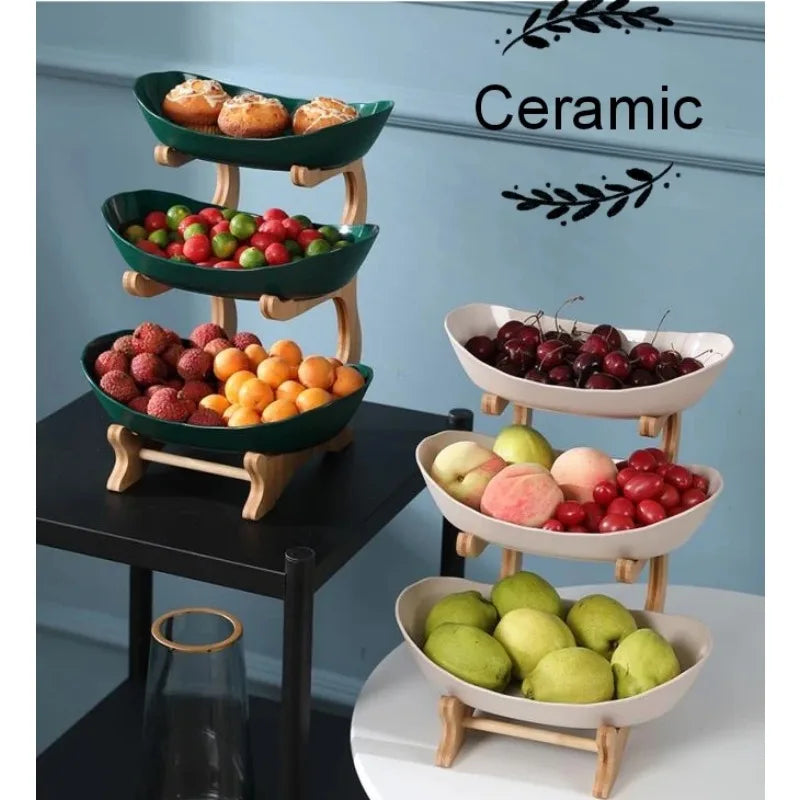 Ceramic Three-Layer Fruit & Snack Plate