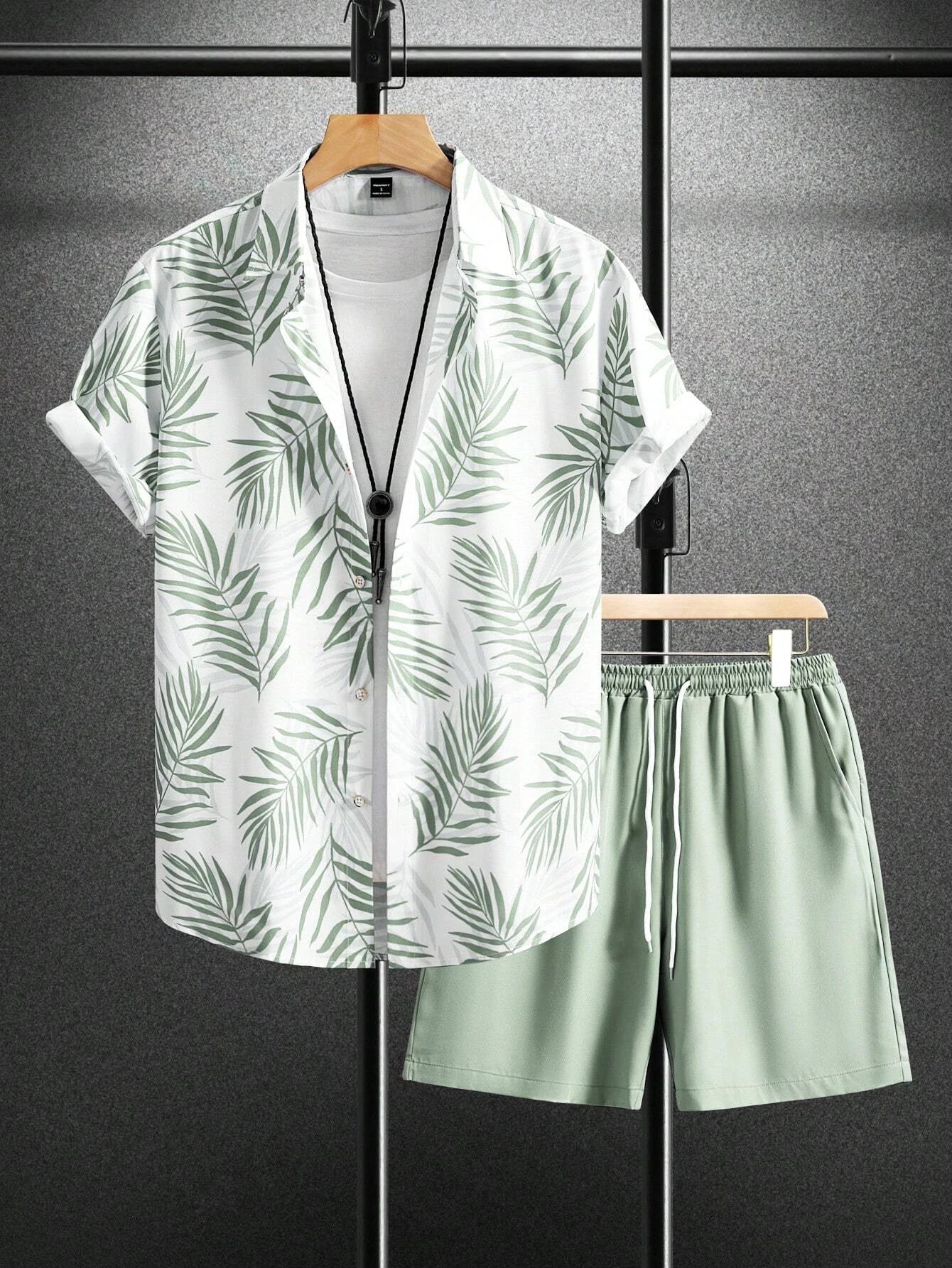 Two-Piece Set – Printed Shirt & Drawstring Shorts