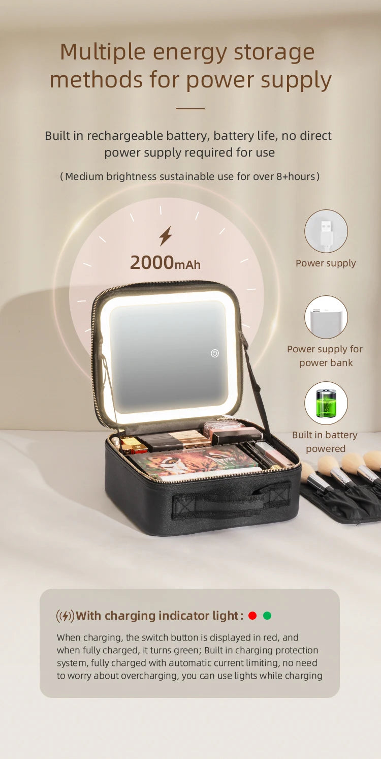 Makeup Travel Train Case with LED Mirror